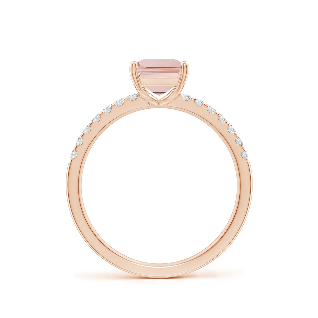 8x6mm AAA Emerald-Cut Morganite Engagement Ring with Diamonds in Rose Gold - side 199