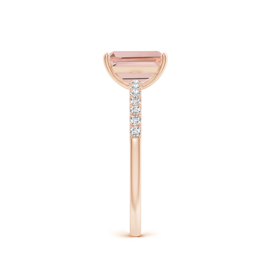 8x6mm AAAA Emerald-Cut Morganite Engagement Ring with Diamonds in Rose Gold side 299