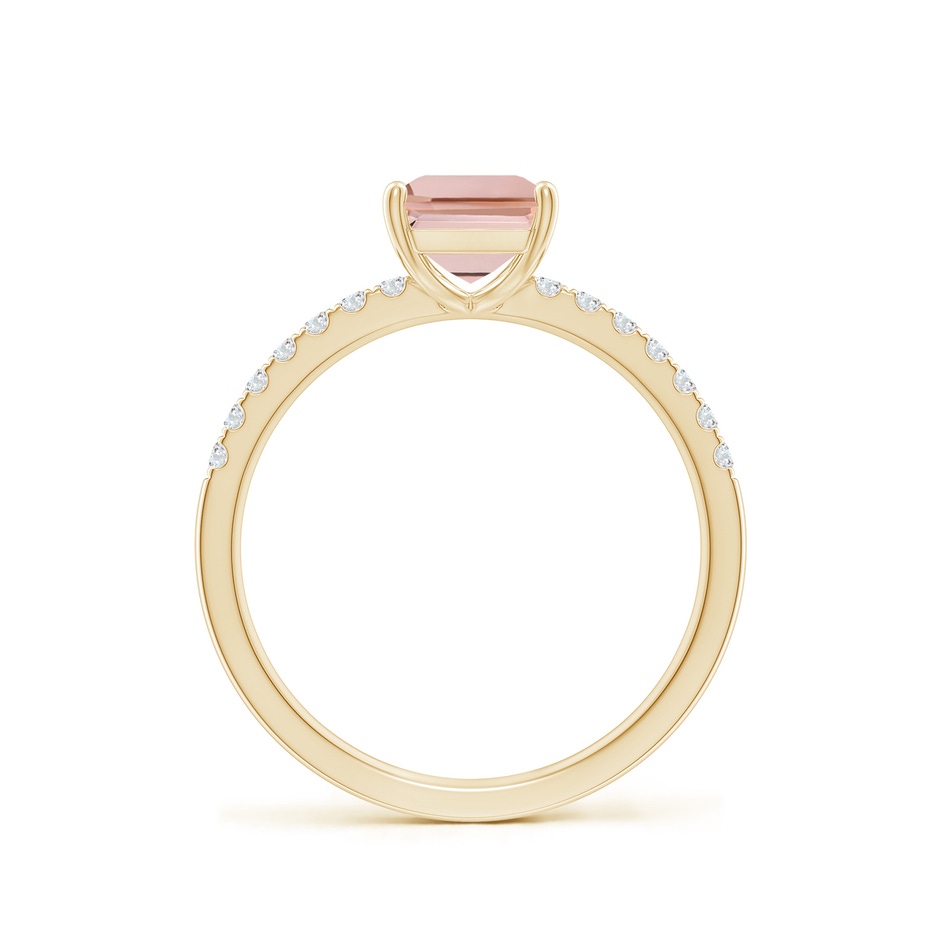 8x6mm AAAA Emerald-Cut Morganite Engagement Ring with Diamonds in Yellow Gold side 199