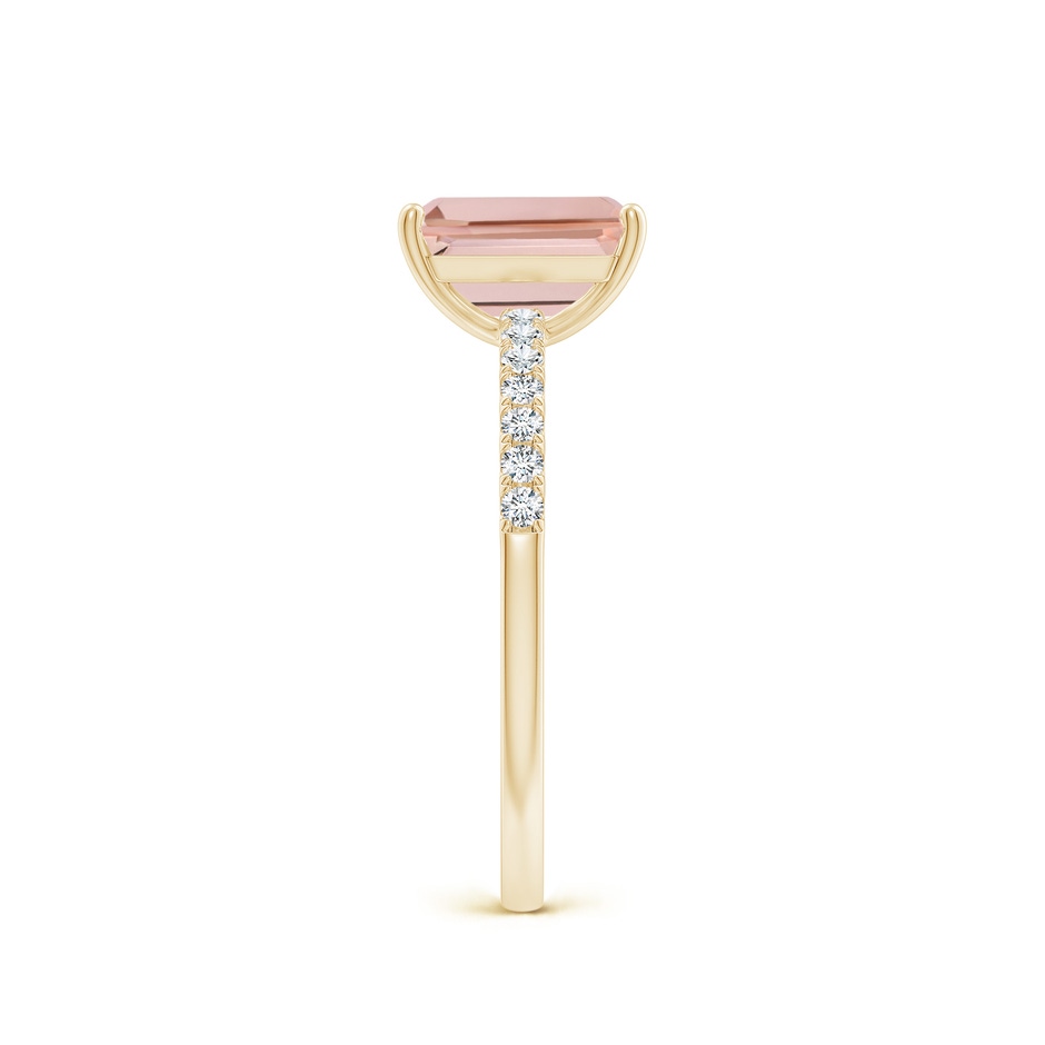 8x6mm AAAA Emerald-Cut Morganite Engagement Ring with Diamonds in Yellow Gold side 299