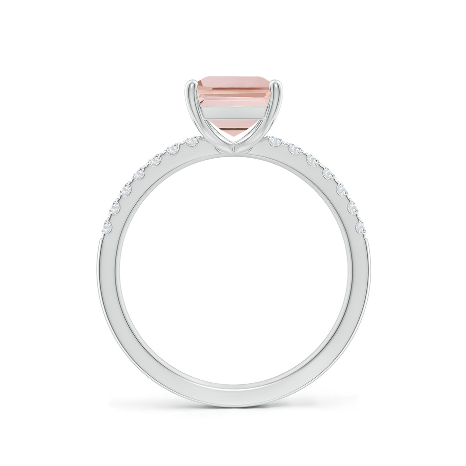 9x7mm AAA Emerald-Cut Morganite Engagement Ring with Diamonds in 18K White Gold side 199