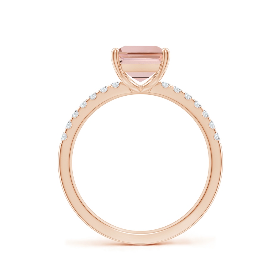 9x7mm AAAA Emerald-Cut Morganite Engagement Ring with Diamonds in Rose Gold side 199