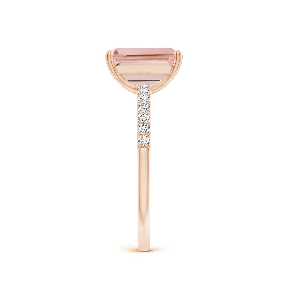 9x7mm AAAA Emerald-Cut Morganite Engagement Ring with Diamonds in Rose Gold side 299