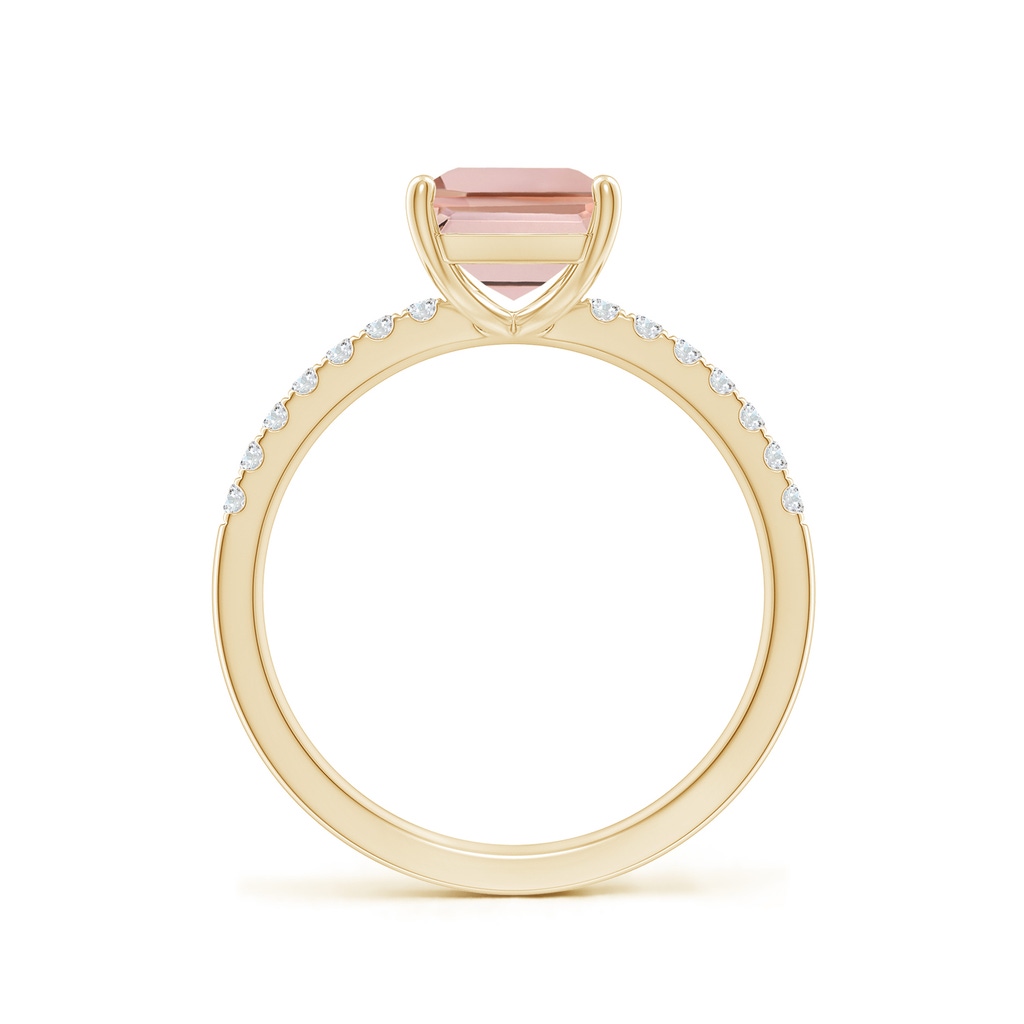 9x7mm AAAA Emerald-Cut Morganite Engagement Ring with Diamonds in Yellow Gold - side 199