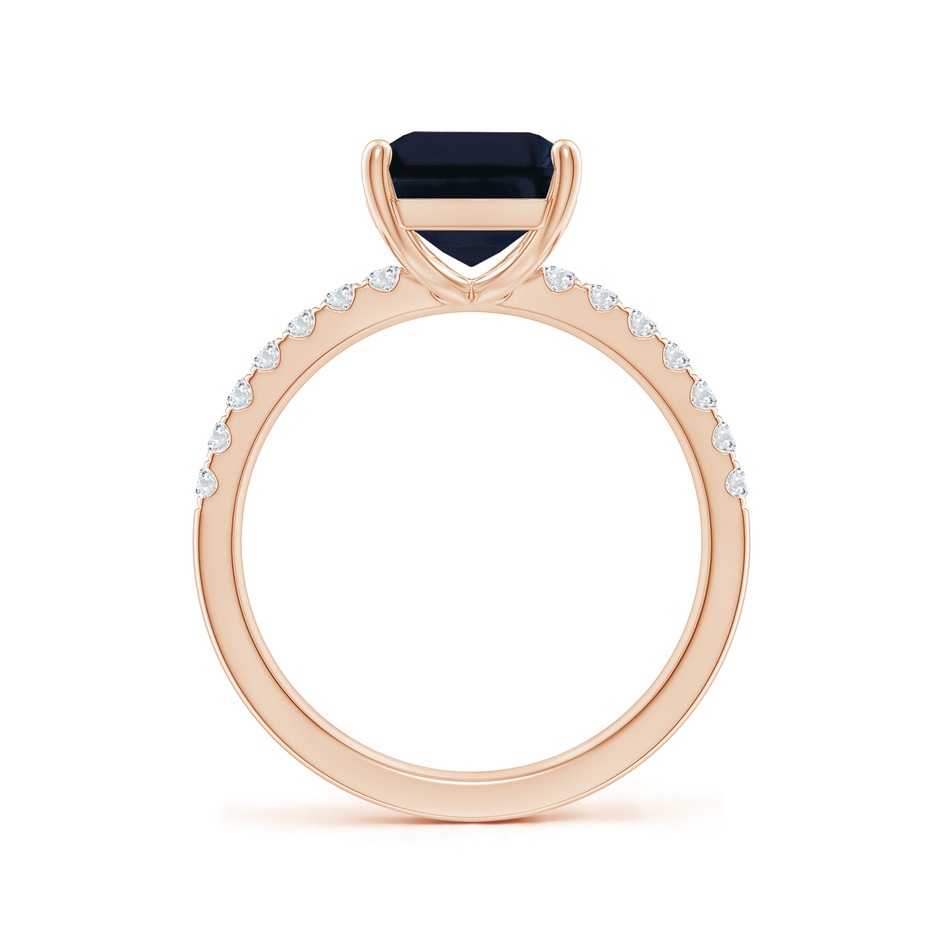 10x8mm A Emerald-Cut Blue Sapphire Engagement Ring with Diamonds in Rose Gold side 199