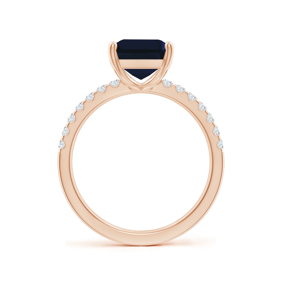 10x8mm AA Emerald-Cut Blue Sapphire Engagement Ring with Diamonds in Rose Gold side 199
