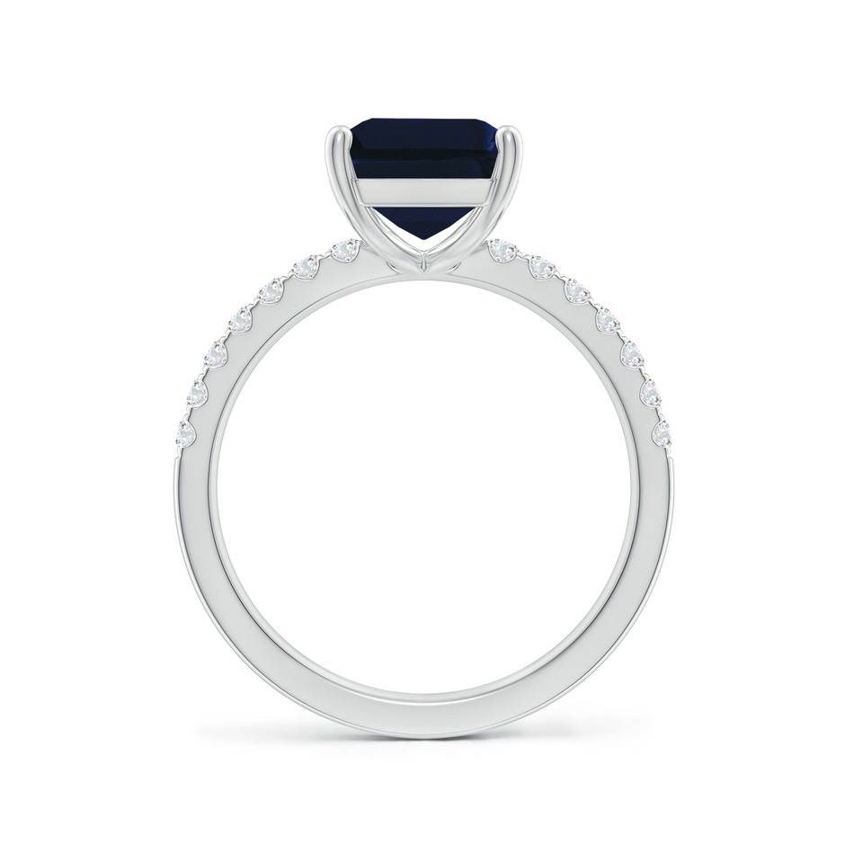 10x8mm AA Emerald-Cut Blue Sapphire Engagement Ring with Diamonds in White Gold side 199