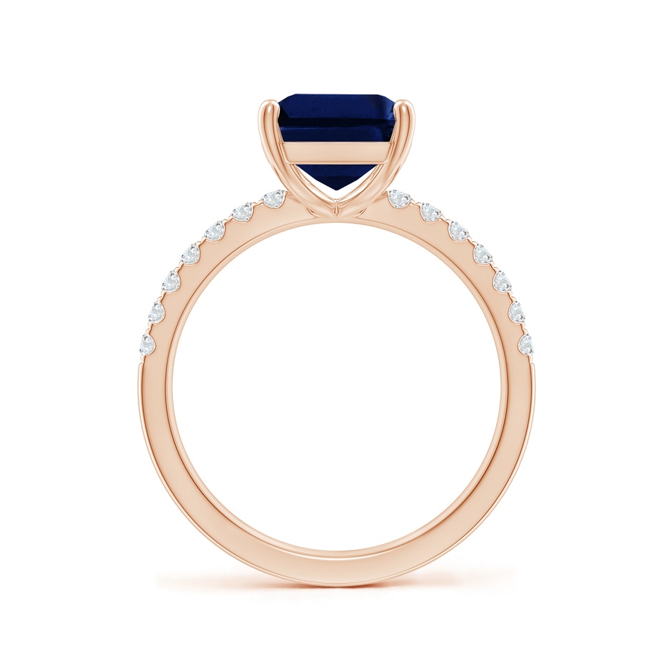 10x8mm AAA Emerald-Cut Blue Sapphire Engagement Ring with Diamonds in 18K Rose Gold side 199