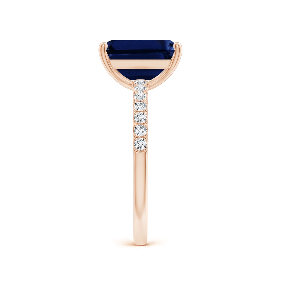 10x8mm AAA Emerald-Cut Blue Sapphire Engagement Ring with Diamonds in Rose Gold side 299