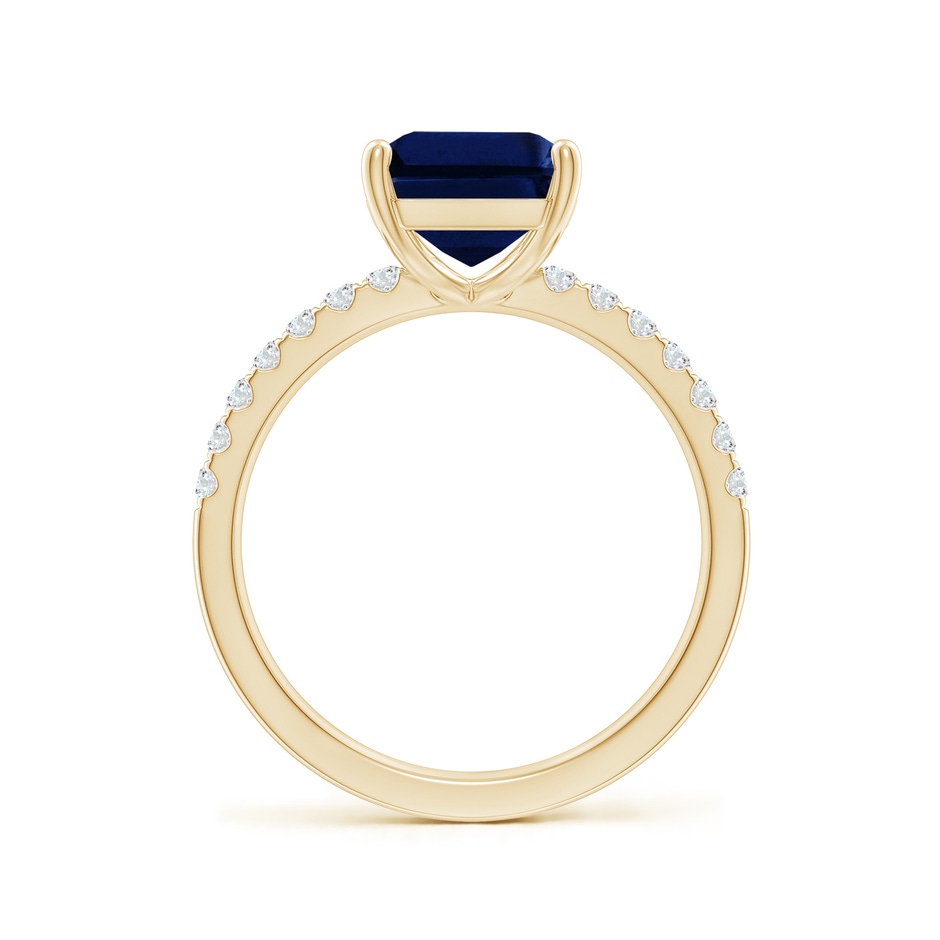 10x8mm AAA Emerald-Cut Blue Sapphire Engagement Ring with Diamonds in Yellow Gold side 199