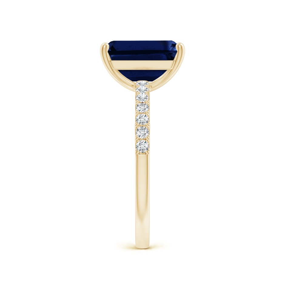 10x8mm AAA Emerald-Cut Blue Sapphire Engagement Ring with Diamonds in Yellow Gold side 299