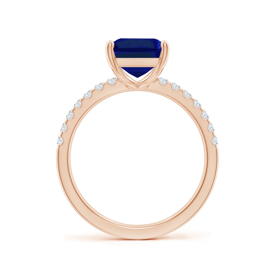 10x8mm AAAA Emerald-Cut Blue Sapphire Engagement Ring with Diamonds in Rose Gold side 199