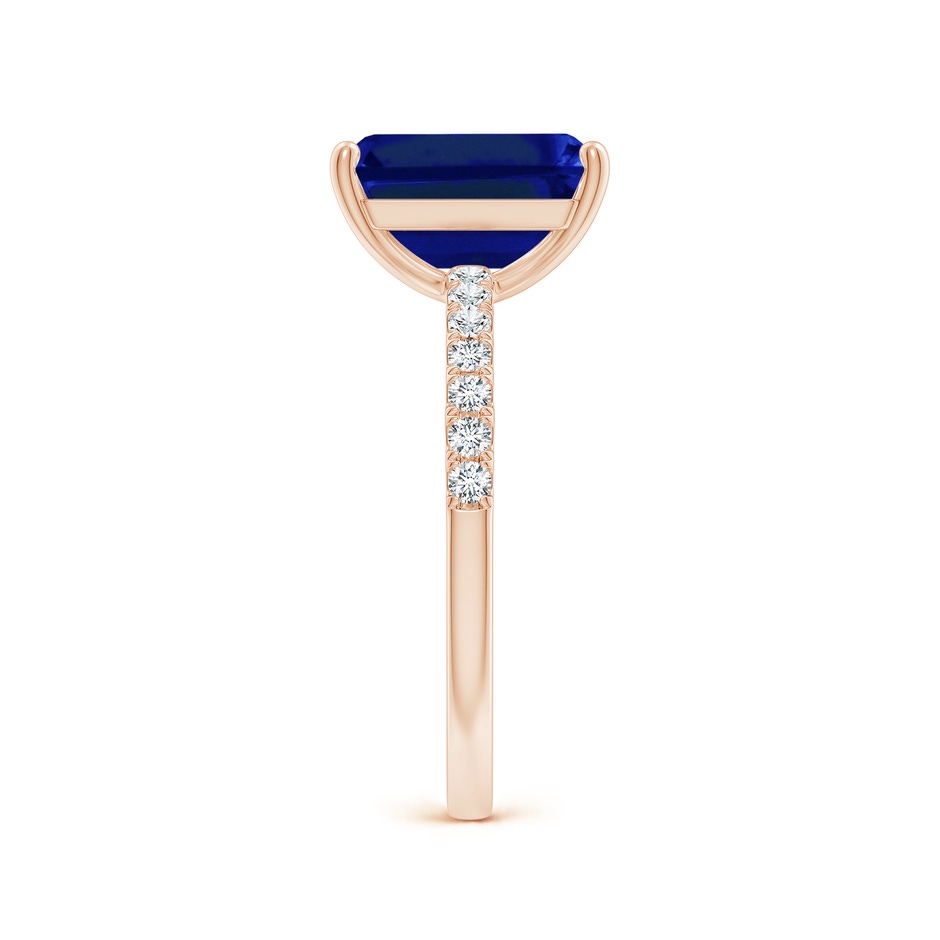 10x8mm AAAA Emerald-Cut Blue Sapphire Engagement Ring with Diamonds in Rose Gold side 299