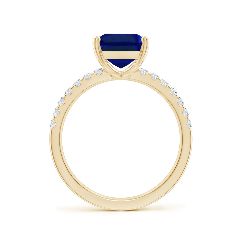 10x8mm AAAA Emerald-Cut Blue Sapphire Engagement Ring with Diamonds in Yellow Gold side 199
