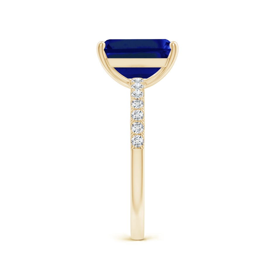 10x8mm AAAA Emerald-Cut Blue Sapphire Engagement Ring with Diamonds in Yellow Gold side 299