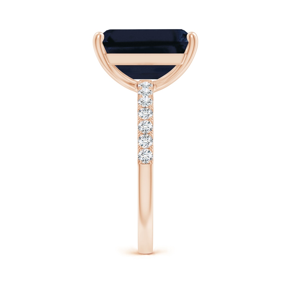 12x10mm A Emerald-Cut Blue Sapphire Engagement Ring with Diamonds in 18K Rose Gold side 299