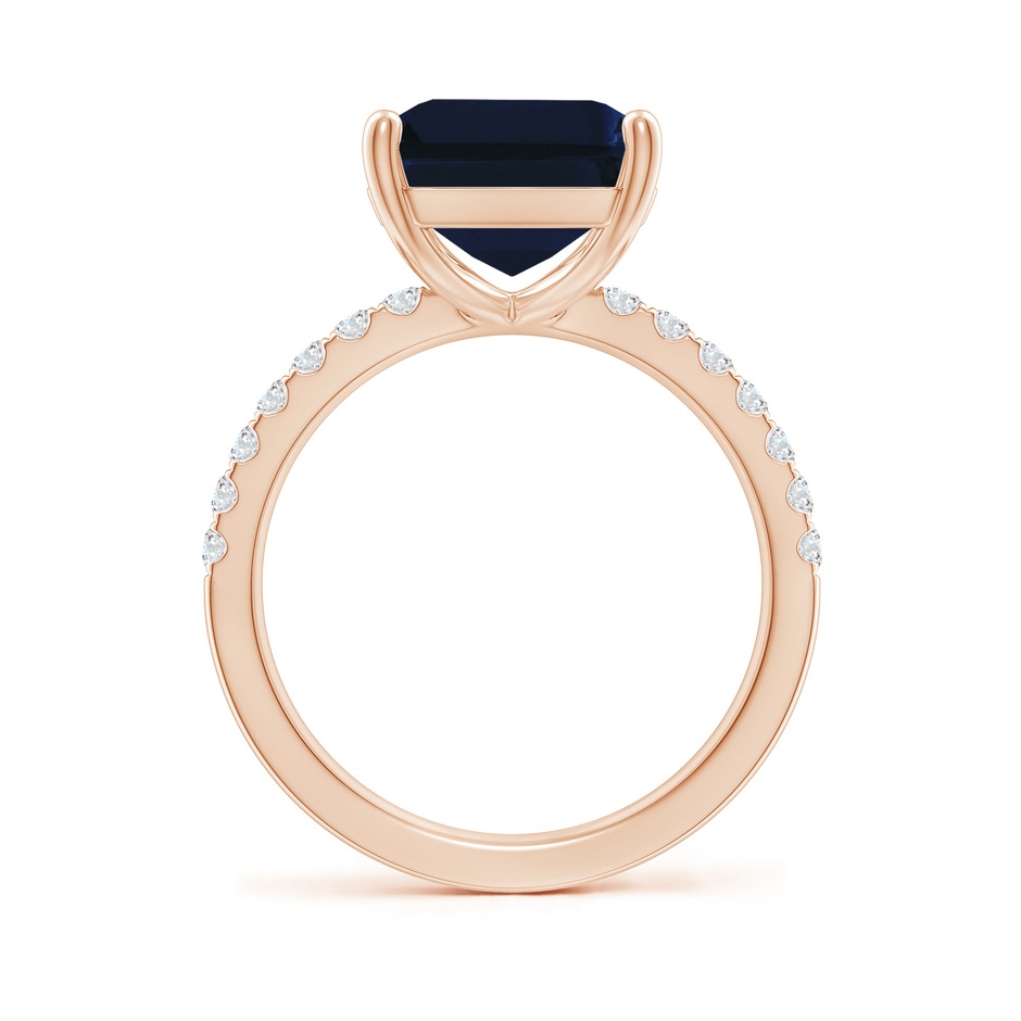 12x10mm AA Emerald-Cut Blue Sapphire Engagement Ring with Diamonds in 18K Rose Gold side 199