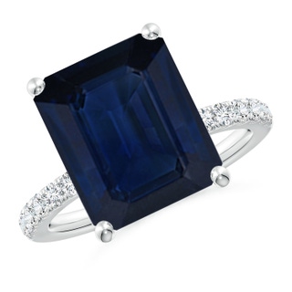 12x10mm AA Emerald-Cut Blue Sapphire Engagement Ring with Diamonds in P950 Platinum