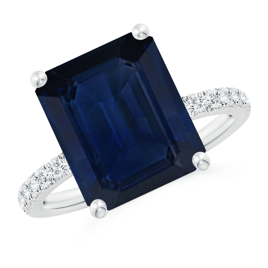 12x10mm AA Emerald-Cut Blue Sapphire Engagement Ring with Diamonds in P950 Platinum 