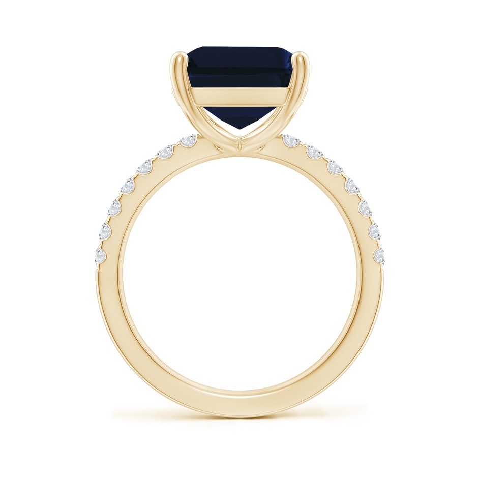 12x10mm AA Emerald-Cut Blue Sapphire Engagement Ring with Diamonds in Yellow Gold side 199