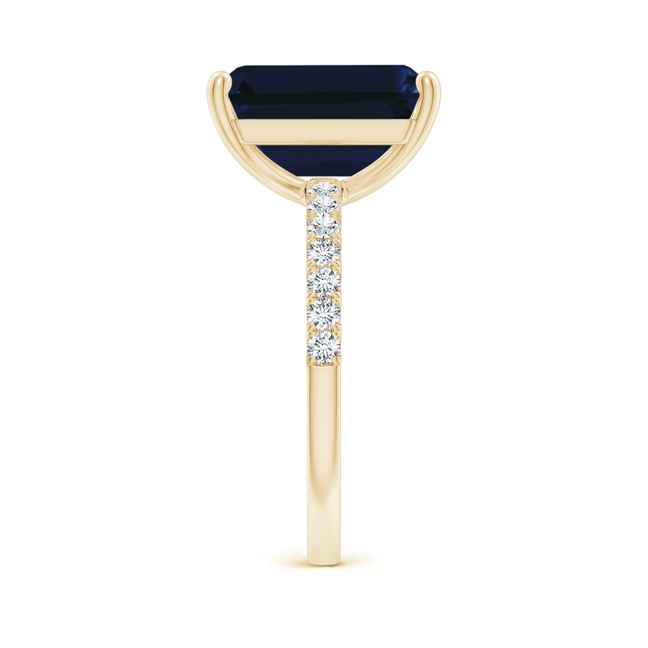 12x10mm AA Emerald-Cut Blue Sapphire Engagement Ring with Diamonds in Yellow Gold side 299
