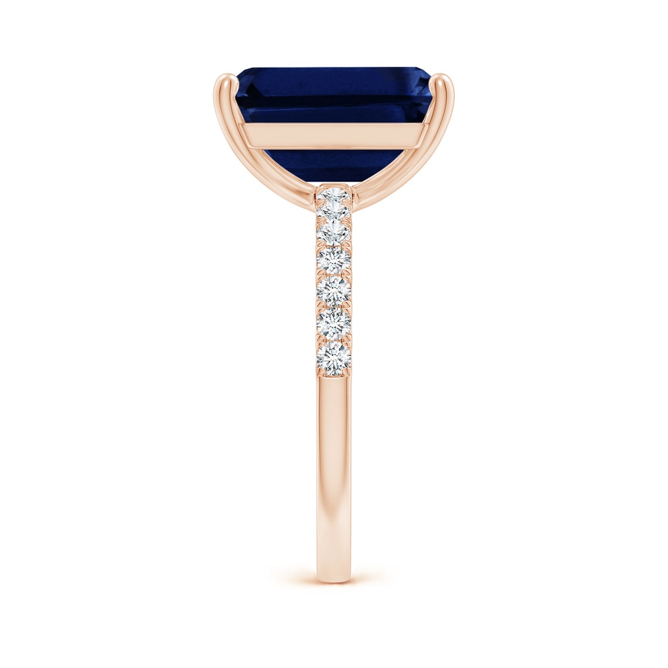 12x10mm AAA Emerald-Cut Blue Sapphire Engagement Ring with Diamonds in 18K Rose Gold side 299
