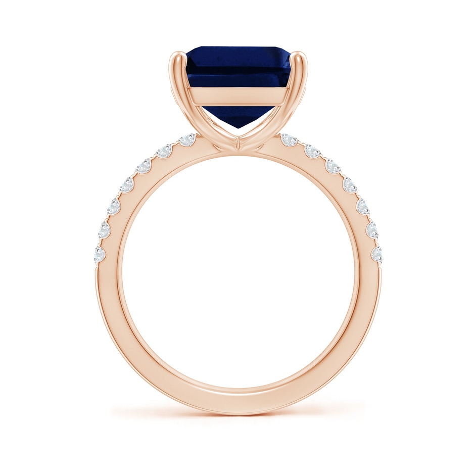 12x10mm AAA Emerald-Cut Blue Sapphire Engagement Ring with Diamonds in Rose Gold side 199