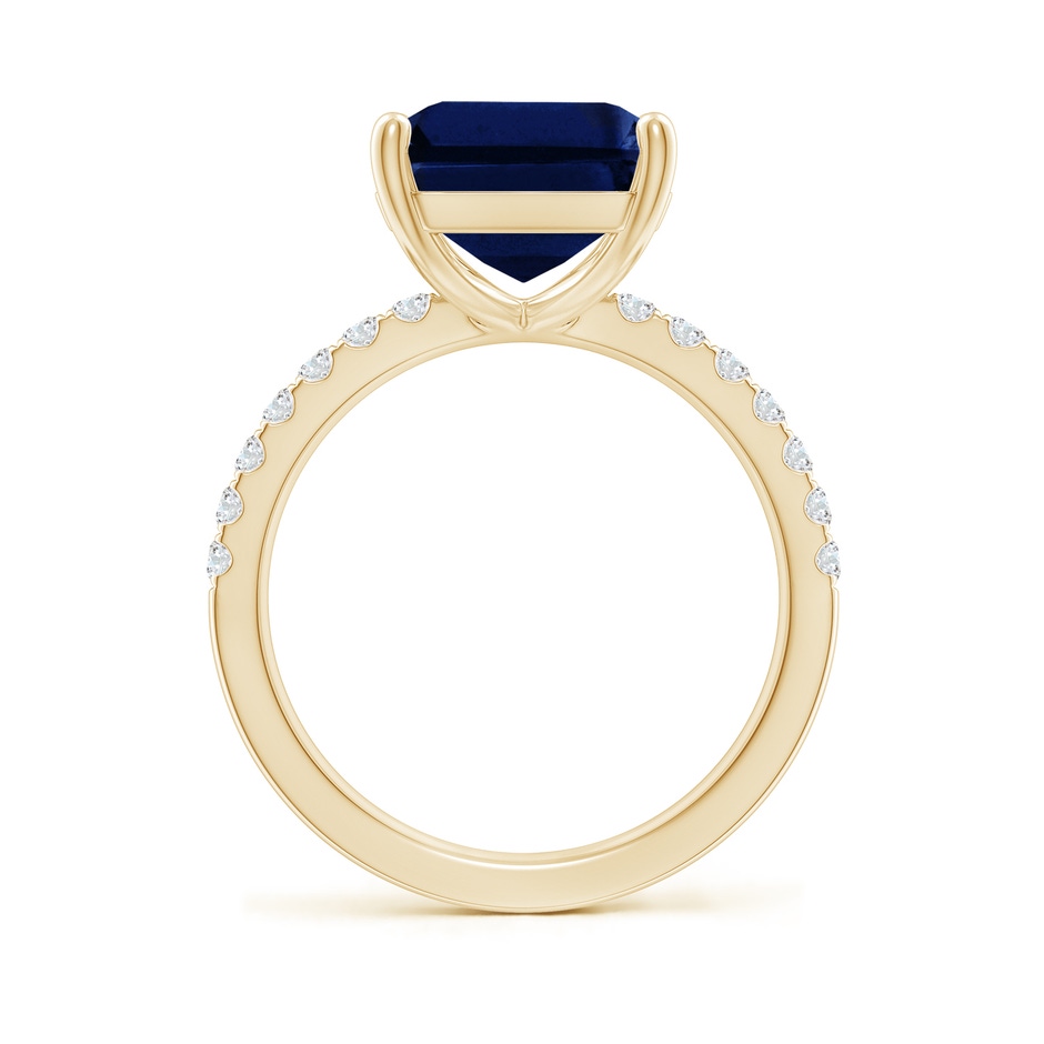 12x10mm AAA Emerald-Cut Blue Sapphire Engagement Ring with Diamonds in Yellow Gold side 199