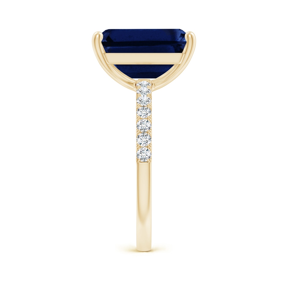 12x10mm AAA Emerald-Cut Blue Sapphire Engagement Ring with Diamonds in Yellow Gold side 299