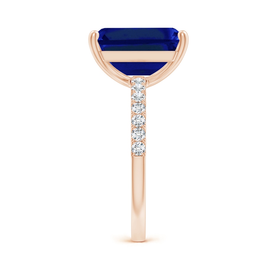 12x10mm Lab-Grown Emerald-Cut Blue Sapphire Engagement Ring with Diamonds in 18K Rose Gold side 299