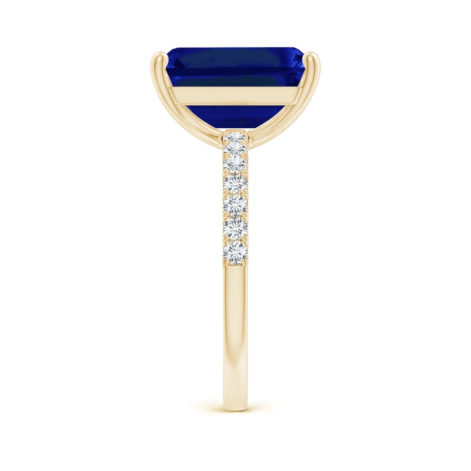 12x10mm Lab-Grown Emerald-Cut Blue Sapphire Engagement Ring with Diamonds in 18K Yellow Gold side 299