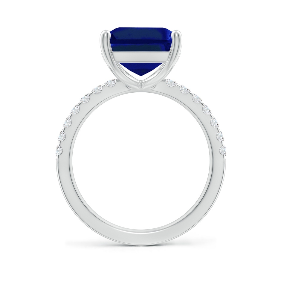 12x10mm Lab-Grown Emerald-Cut Blue Sapphire Engagement Ring with Diamonds in P950 Platinum side 199