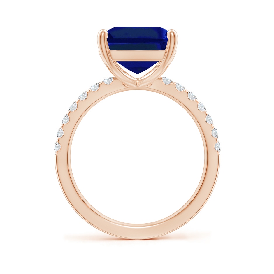 12x10mm Lab-Grown Emerald-Cut Blue Sapphire Engagement Ring with Diamonds in Rose Gold side 199