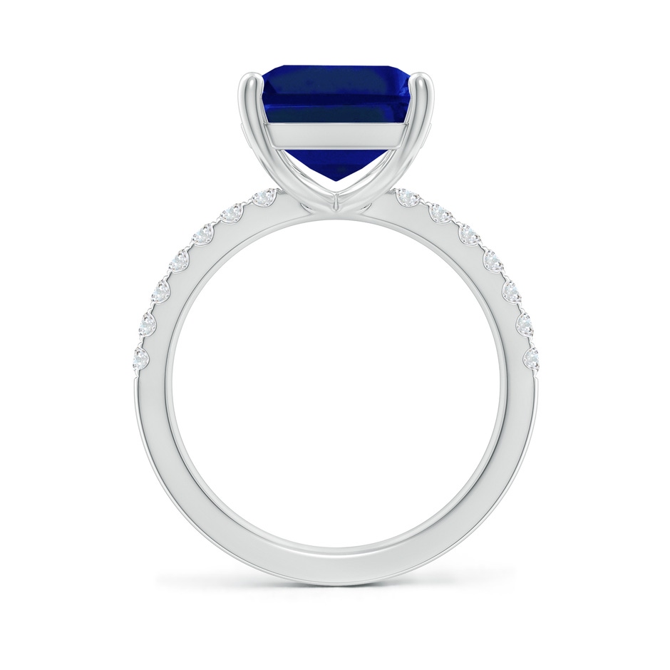 12x10mm Lab-Grown Emerald-Cut Blue Sapphire Engagement Ring with Diamonds in White Gold side 199