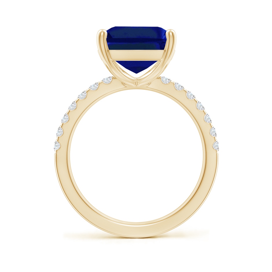 12x10mm Lab-Grown Emerald-Cut Blue Sapphire Engagement Ring with Diamonds in Yellow Gold side 199
