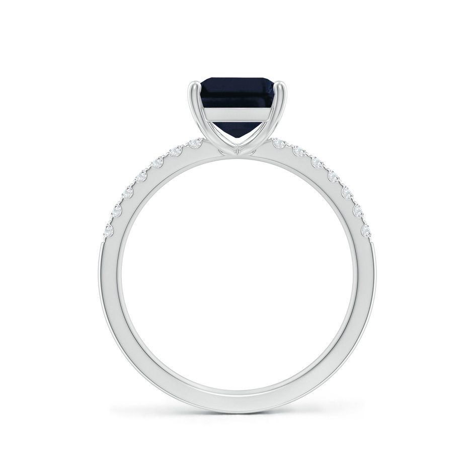 9x7mm A Emerald-Cut Blue Sapphire Engagement Ring with Diamonds in White Gold side 199