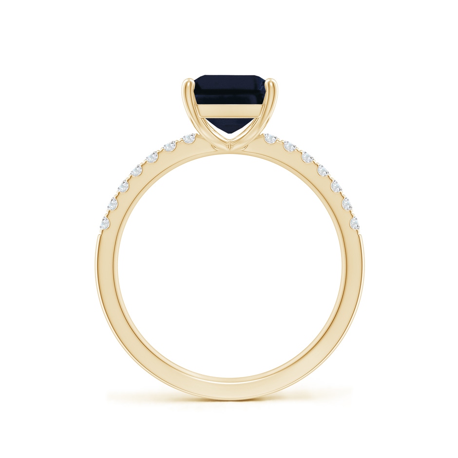 9x7mm A Emerald-Cut Blue Sapphire Engagement Ring with Diamonds in Yellow Gold side 199