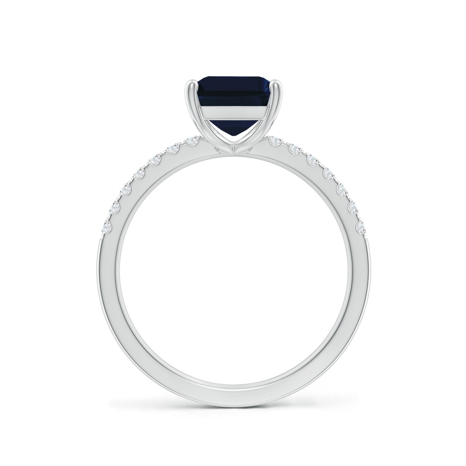 9x7mm AA Emerald-Cut Blue Sapphire Engagement Ring with Diamonds in White Gold side 199