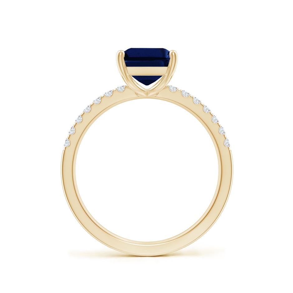 9x7mm AAA Emerald-Cut Blue Sapphire Engagement Ring with Diamonds in Yellow Gold side 199