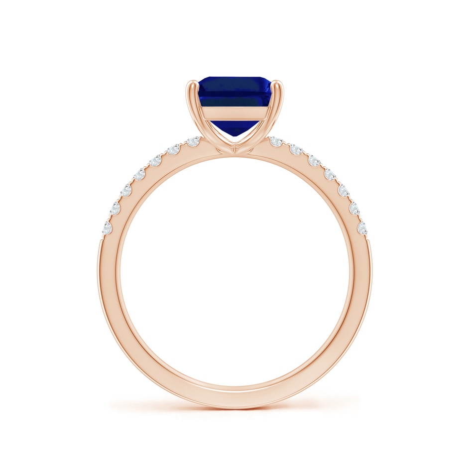9x7mm AAAA Emerald-Cut Blue Sapphire Engagement Ring with Diamonds in Rose Gold side 199