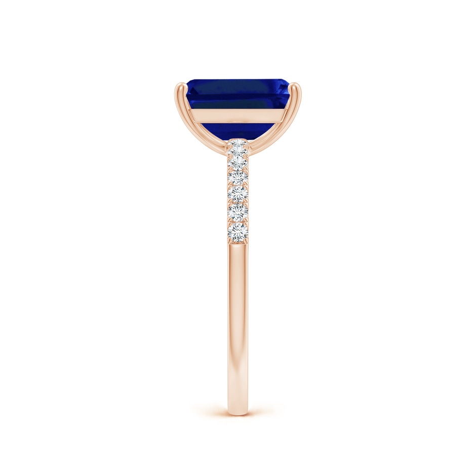 9x7mm AAAA Emerald-Cut Blue Sapphire Engagement Ring with Diamonds in Rose Gold side 299