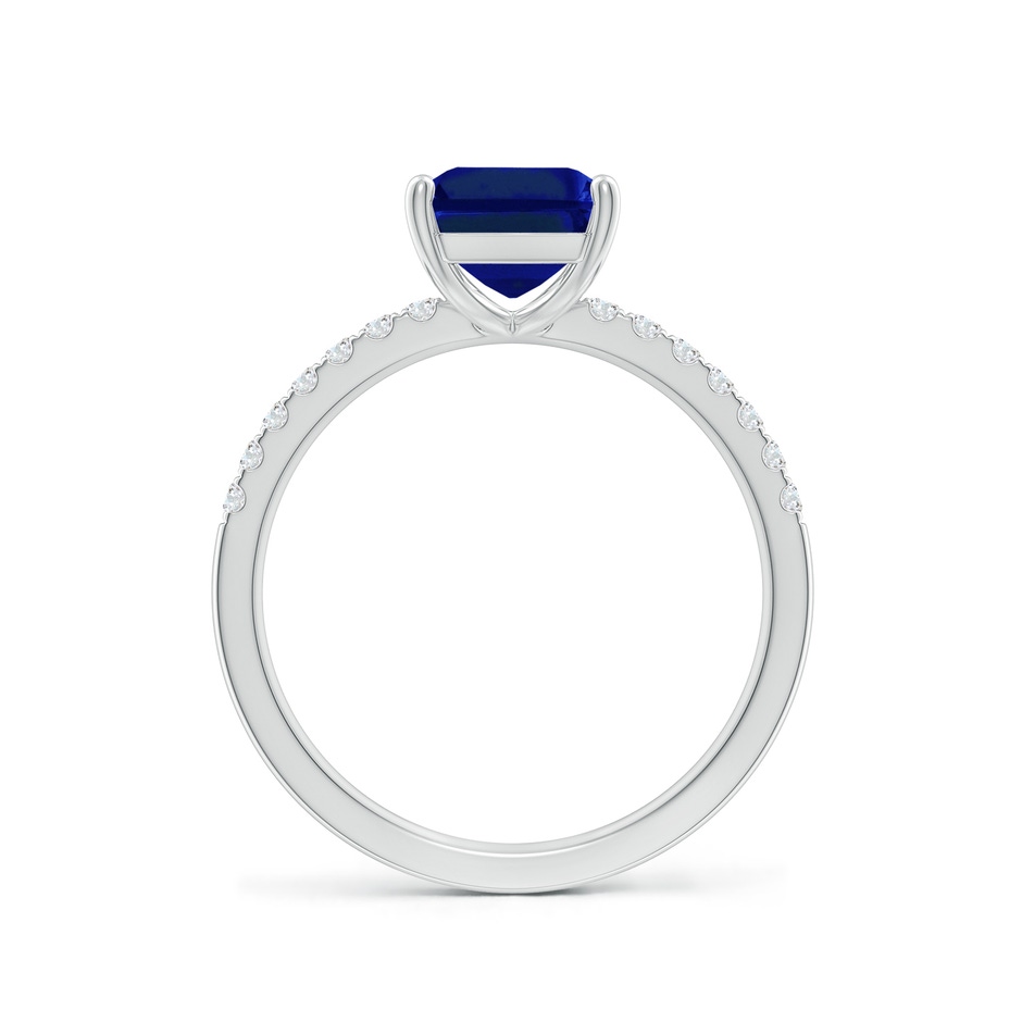 9x7mm Lab-Grown Emerald-Cut Blue Sapphire Engagement Ring with Diamonds in White Gold side 199