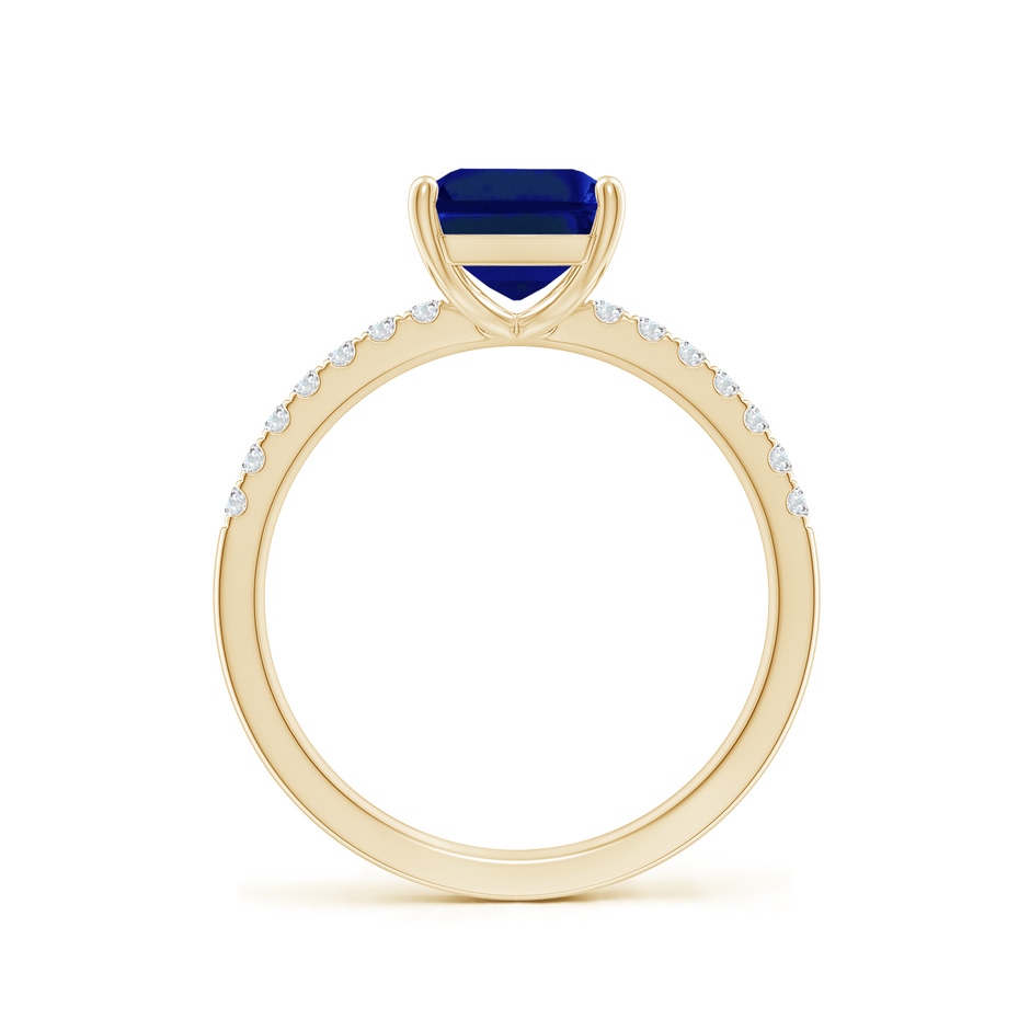9x7mm AAAA Emerald-Cut Blue Sapphire Engagement Ring with Diamonds in Yellow Gold side 199