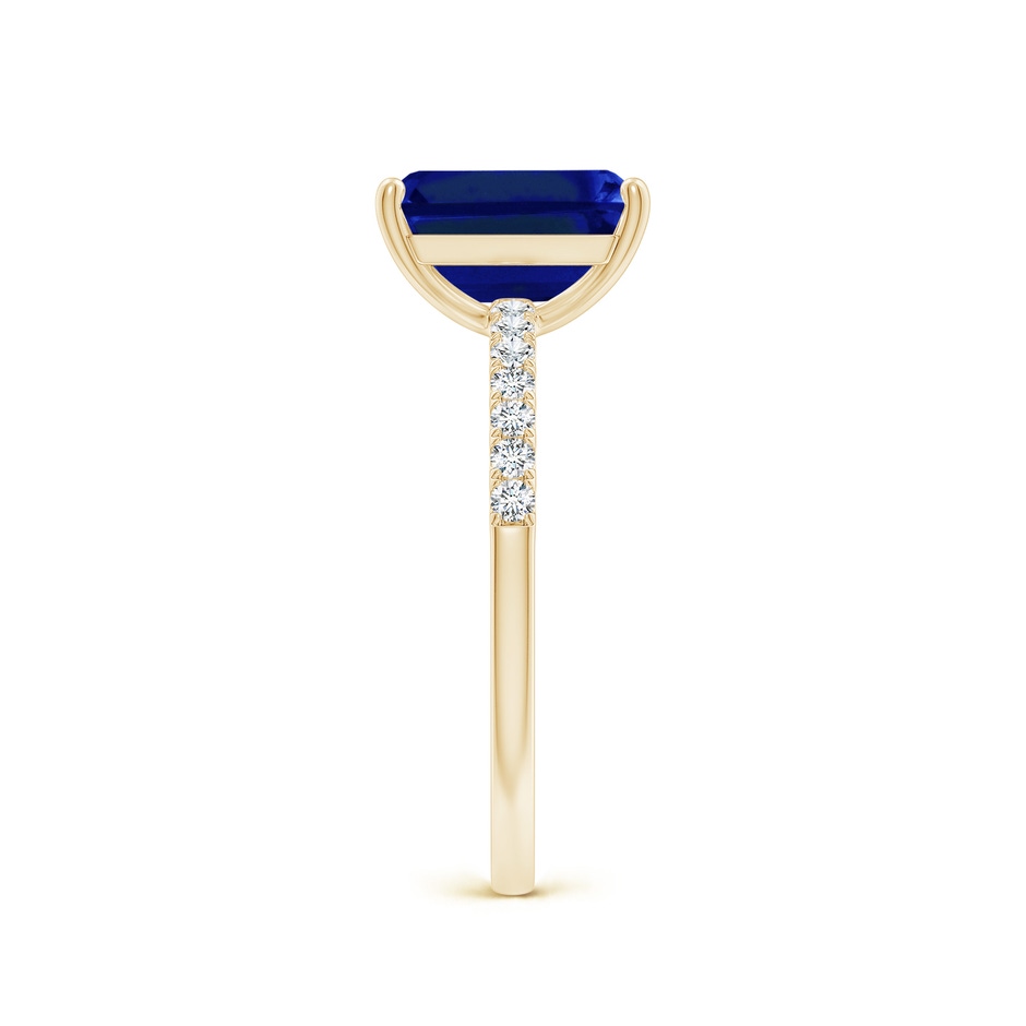 9x7mm AAAA Emerald-Cut Blue Sapphire Engagement Ring with Diamonds in Yellow Gold side 299