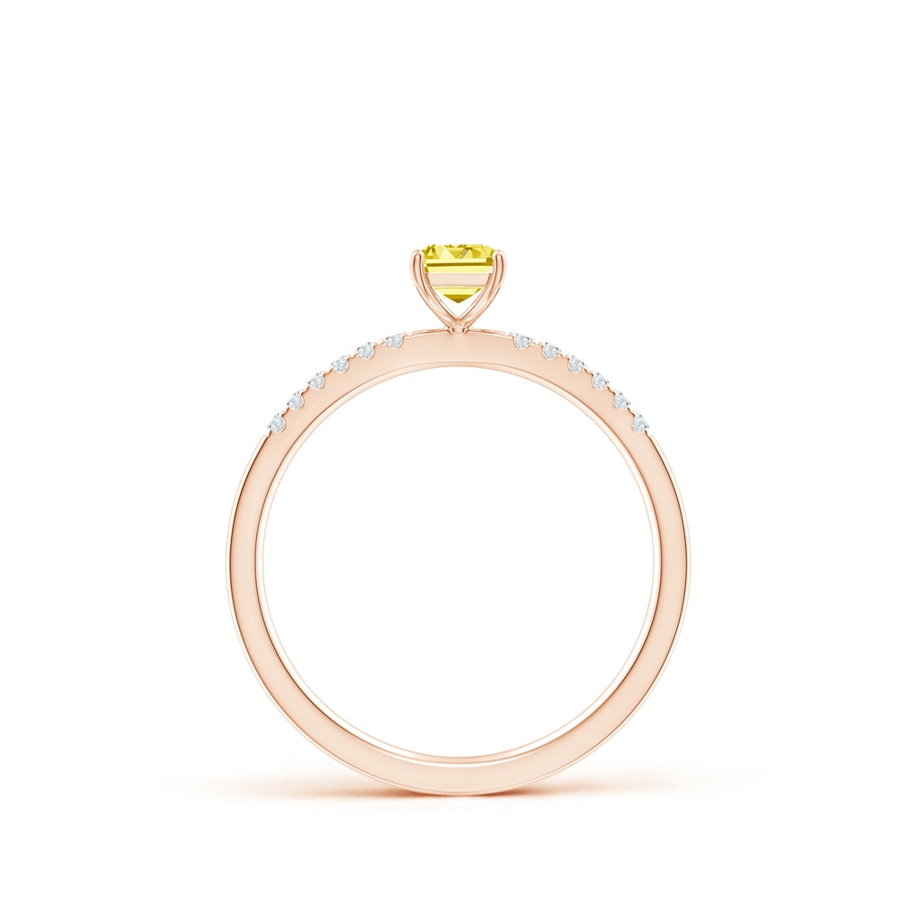 6x4mm AAAA Emerald-Cut Fancy Intense Yellow Diamond Engagement Ring in Rose Gold - side 199