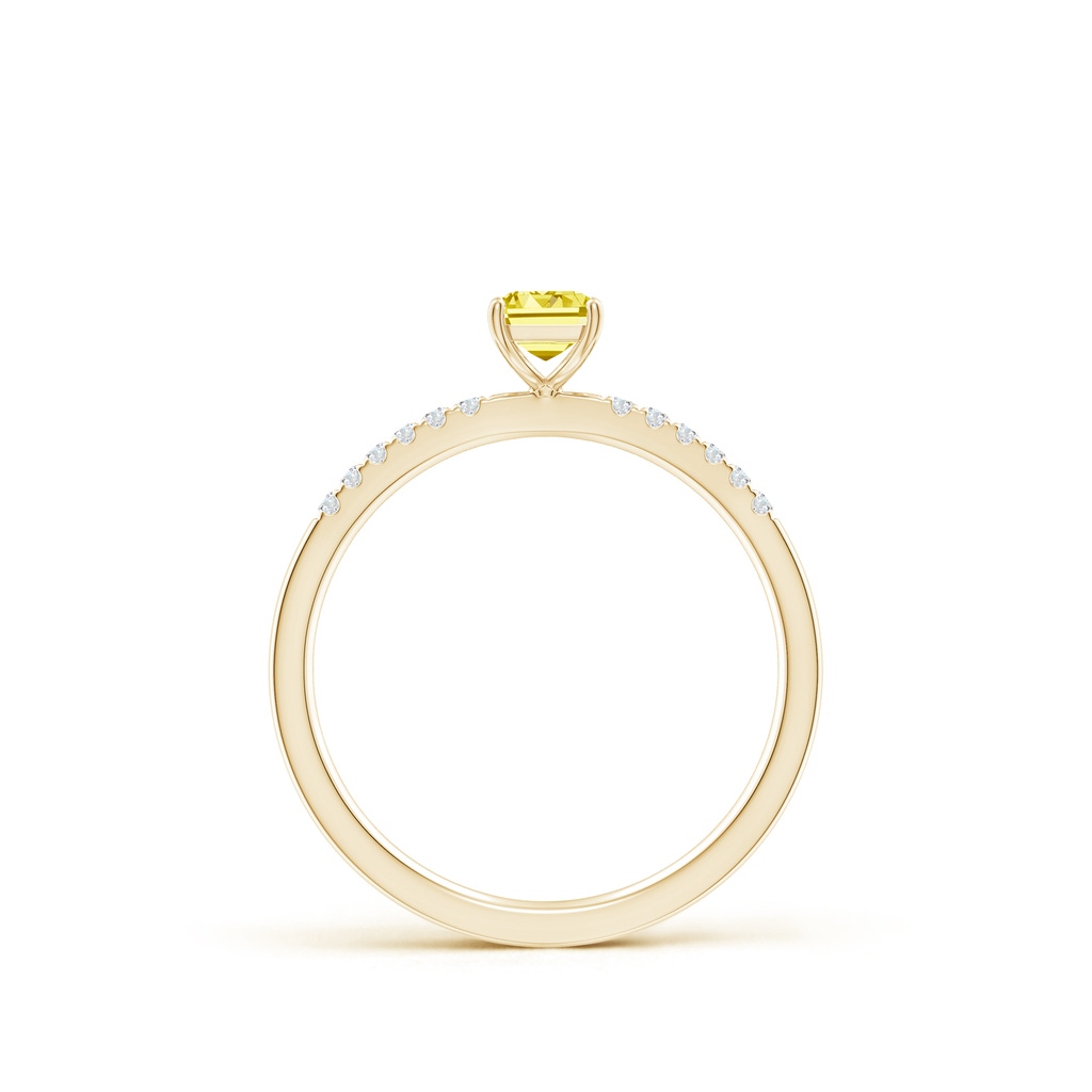 6x4mm AAAA Emerald-Cut Fancy Intense Yellow Diamond Engagement Ring in Yellow Gold - side 199