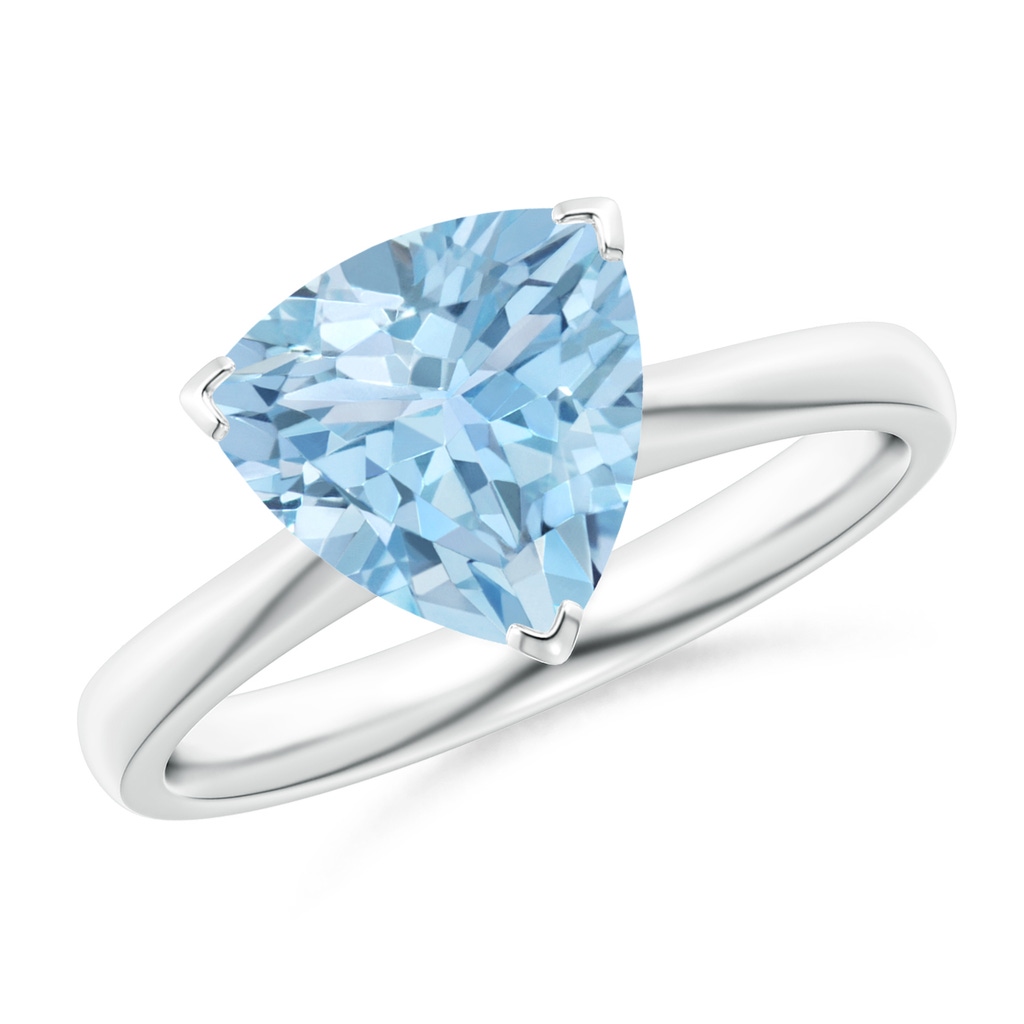 9mm AAA Trillion Aquamarine Solitaire Engagement Ring in White Gold