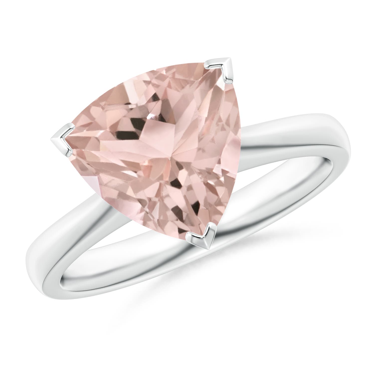 10mm A Trillion Morganite Solitaire Engagement Ring in P950 Platinum