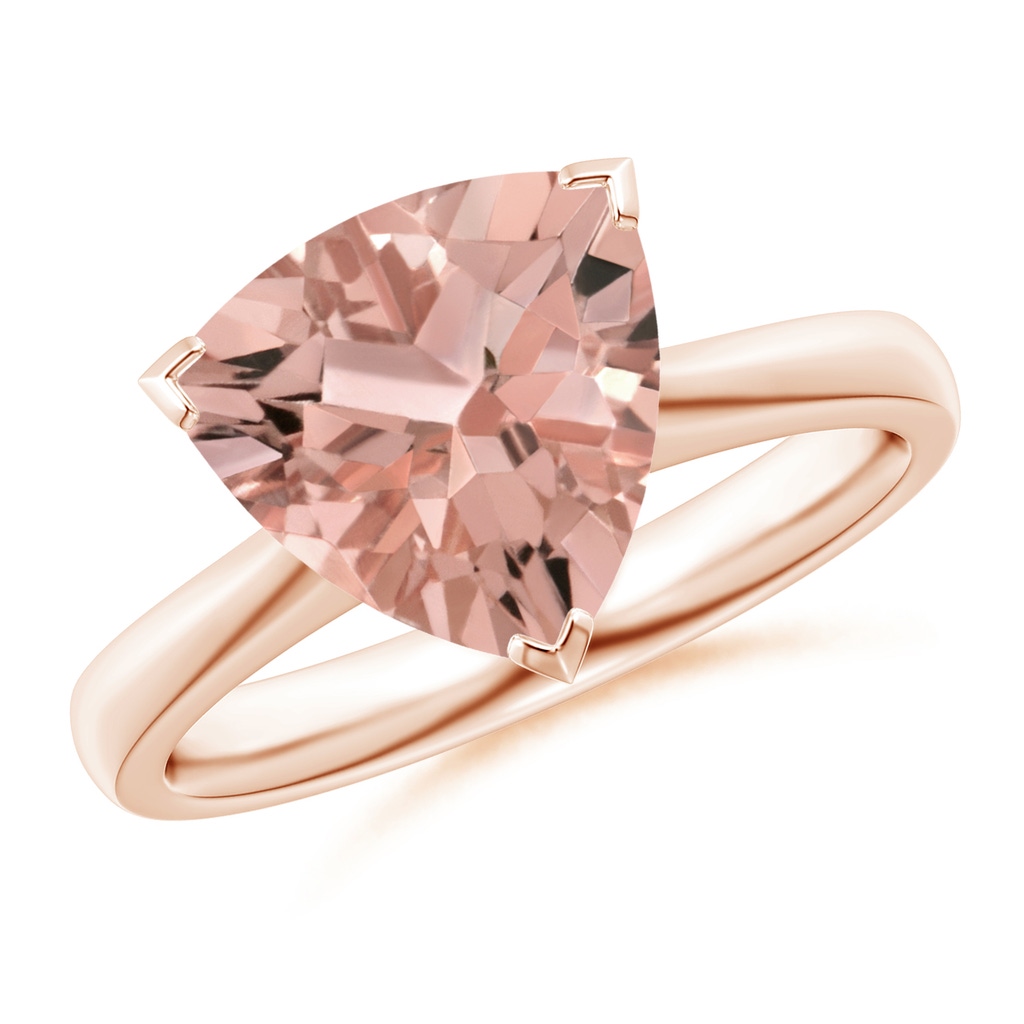 10mm AAAA Trillion Morganite Solitaire Engagement Ring in Rose Gold