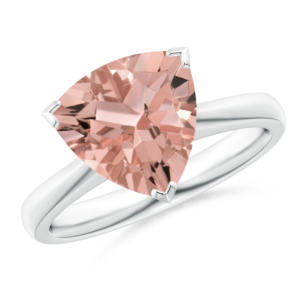 10mm AAAA Trillion Morganite Solitaire Engagement Ring in White Gold